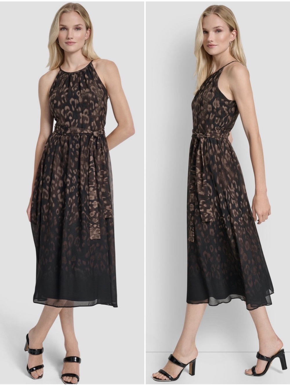 {DKNY} Fit and Flare Sleeveless Crew Neck Midi Dress Size 6